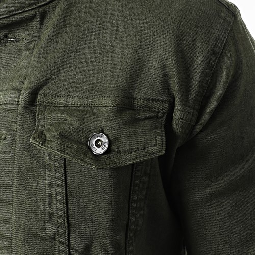 Veste Jean Biker 2096 Denim Vert Kaki