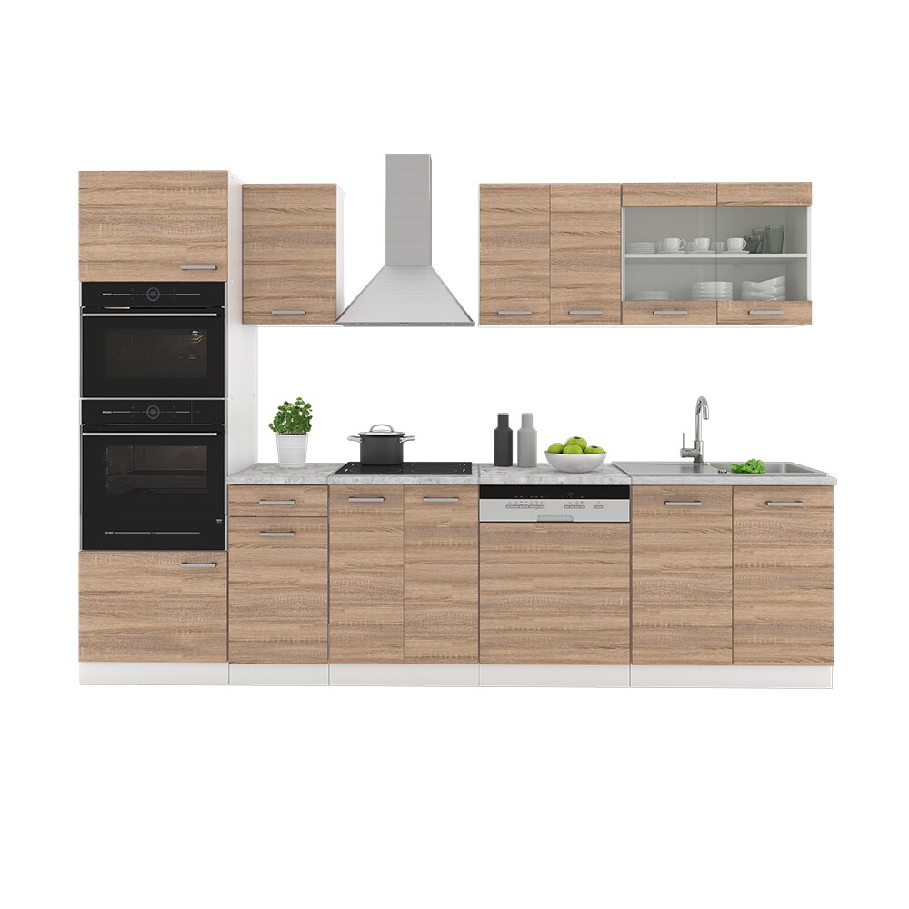 VICCO KÜCHE R-LINE 300 CM KÜCHENZEILE KÜCHENBLOCK EINBAUKÜCHE – SONOMA EICHE