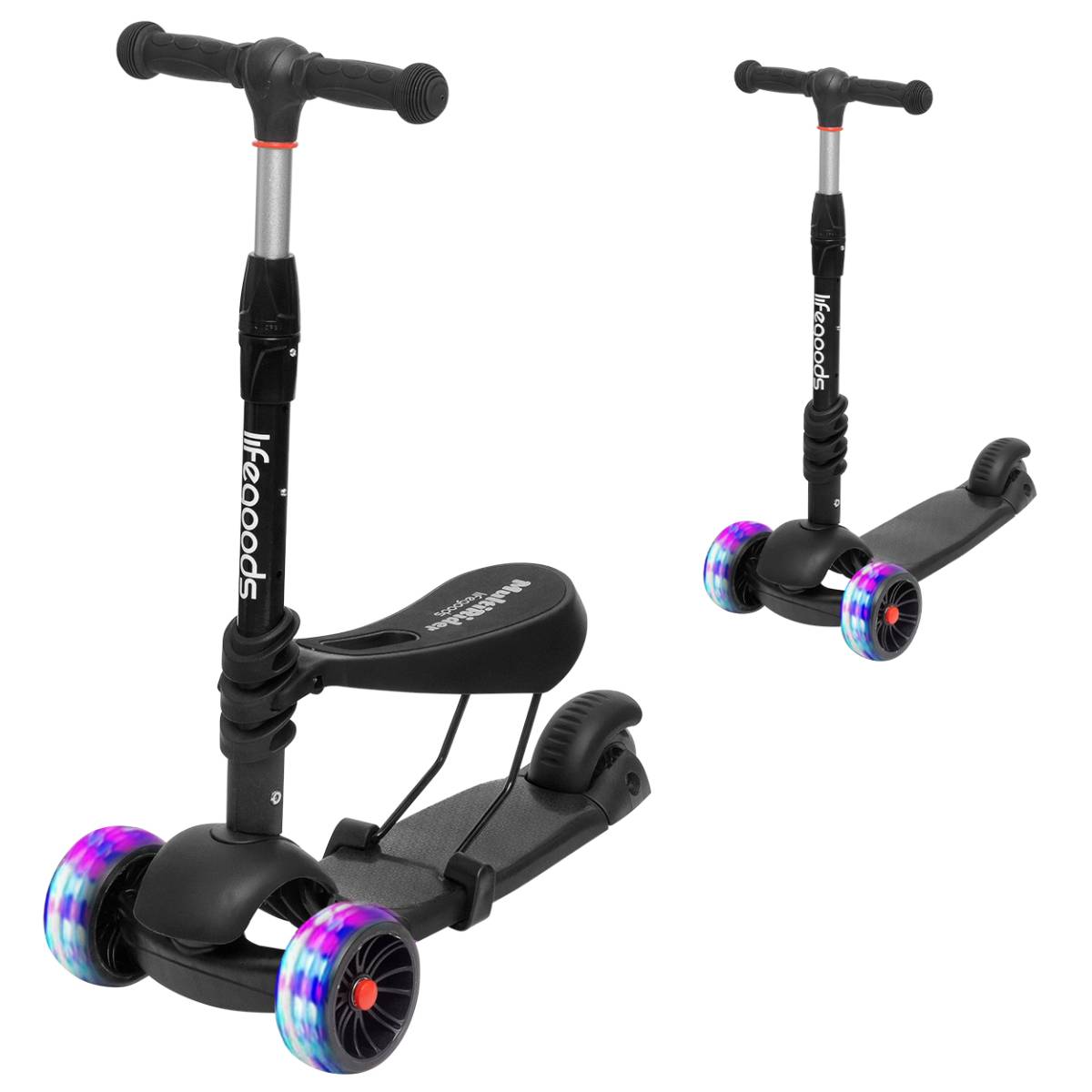 LifeGoods MultiRider Kinderstep met zitje - Black