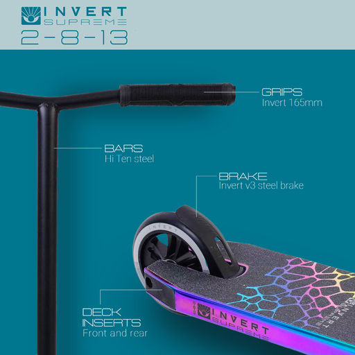 Patinete de acrobacias Neo Invert Supreme para crianças de 8 a 13 anos.