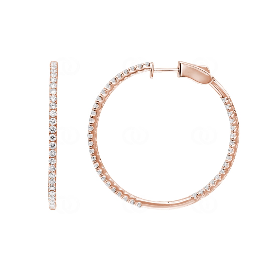 1.51 Karat Diamant-Kreolen 750/18 K Roségold Ø 36mm
