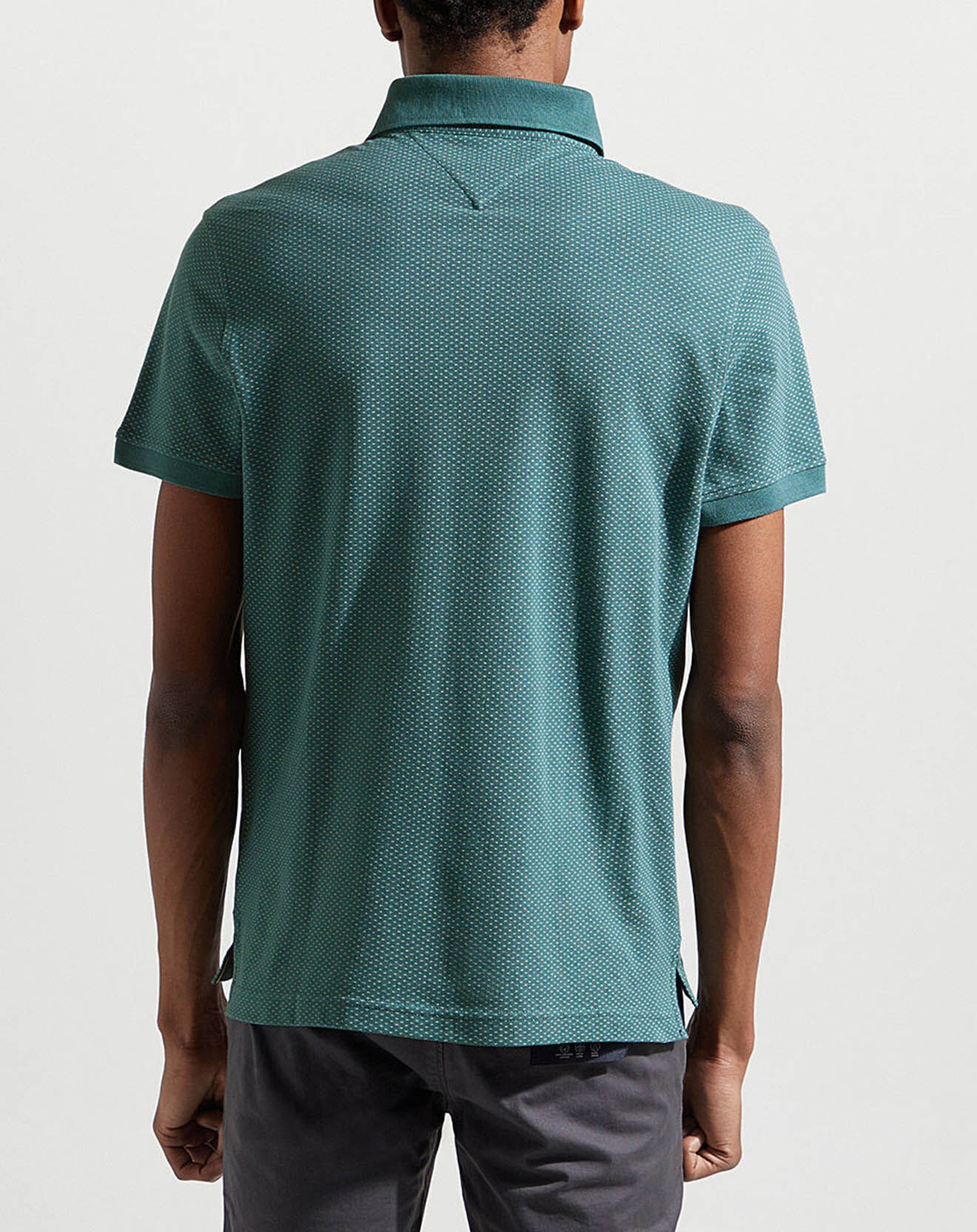 Tommy Hilfiger Polo slim micro imprimé bleu canard