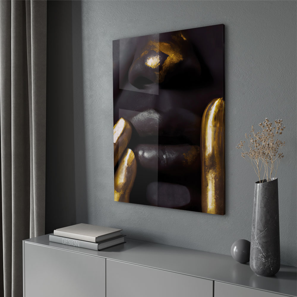 Walljar acrylglas schilderij - Golden Fingers Acrylglas schilderij - 50 x 70 cm