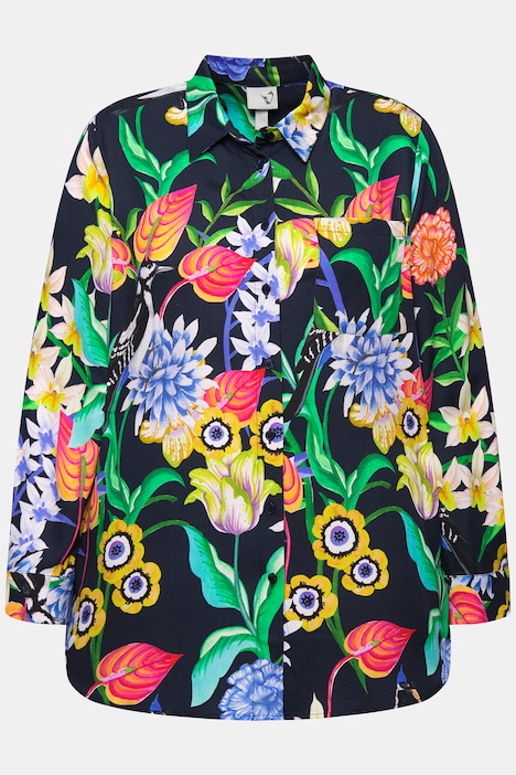 Hemdbluse, Landhausdruck, Hemdkragen, Langarm