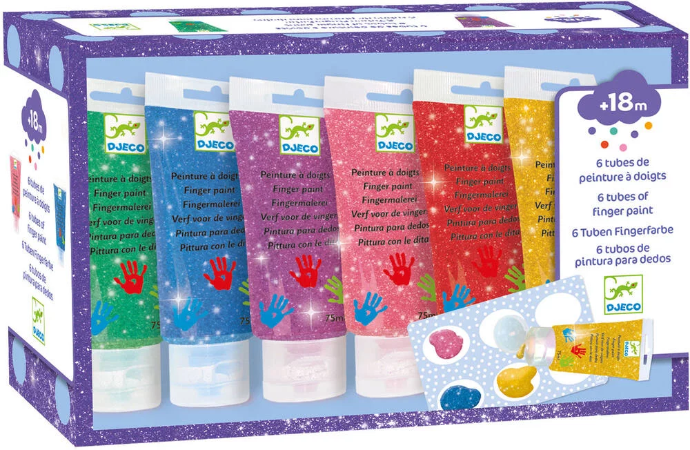 6 TUBES DE PEINTURE A DOIGTS - PAILLETTES