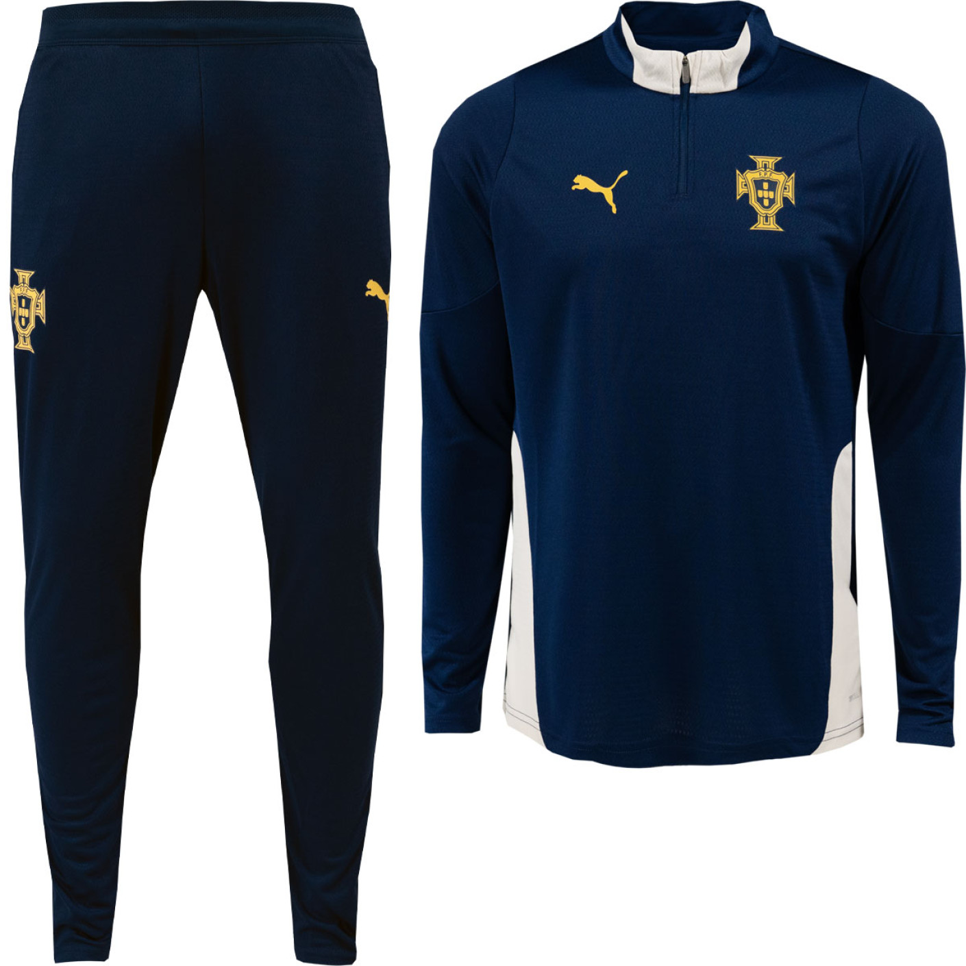 PUMA Portugal Trainingspak 1/4-Zip 2025-2026 Donkerblauw Gebroken Wit Geel