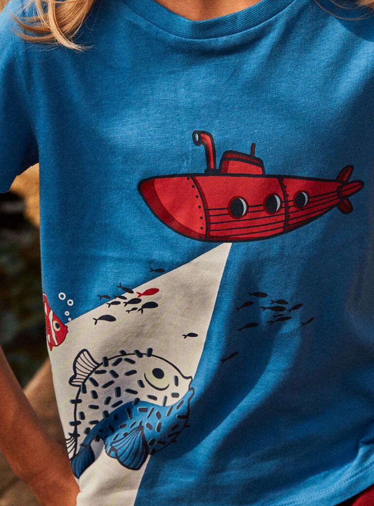 T-shirt bleu phosphorescent