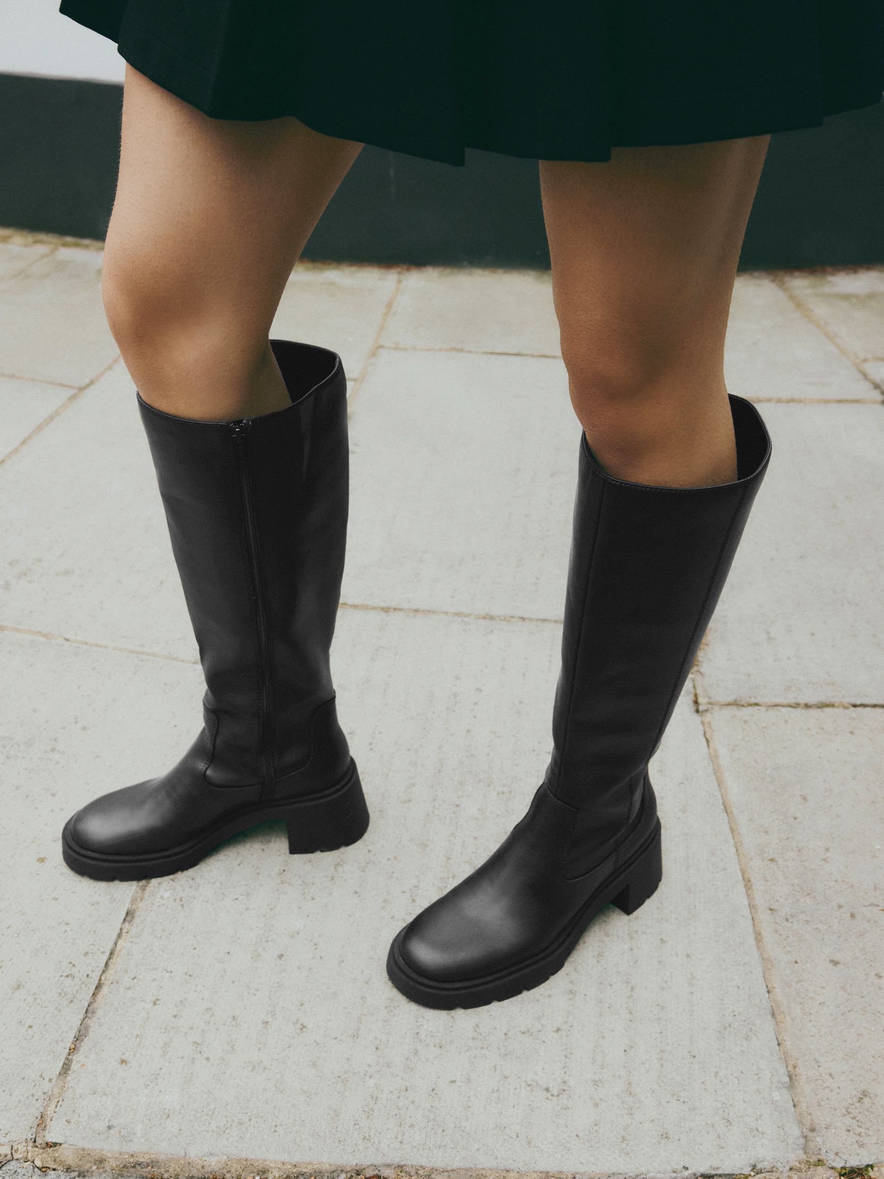 Zwart - Forever Comfort® Chunky Heeled Round Toe Knee High Boots