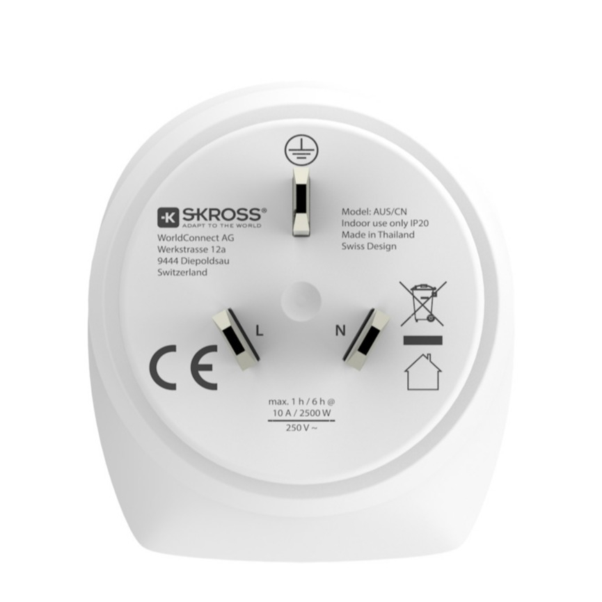 2in1 Country Travel Combo Reise Adapter World to Europa / Australien / China (1.500210-E) - Weiss