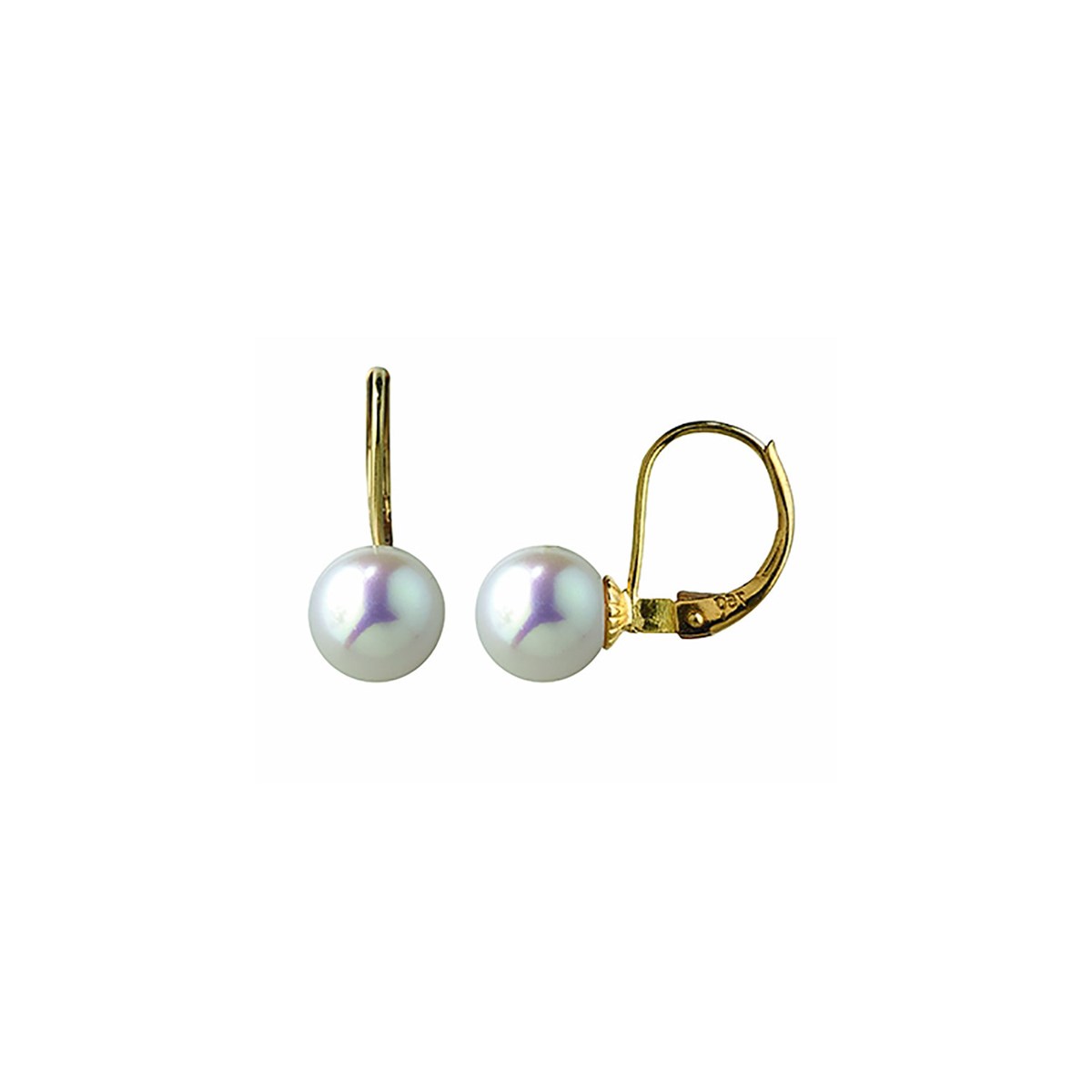 Boucles d'oreilles dormeuses or perles de culture7,5/8 mm