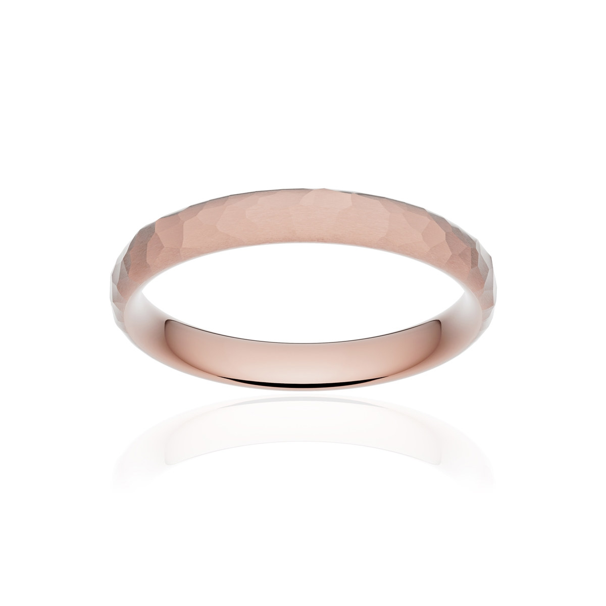 Alliance or 750 rose martelé ruban confort 3,5mm