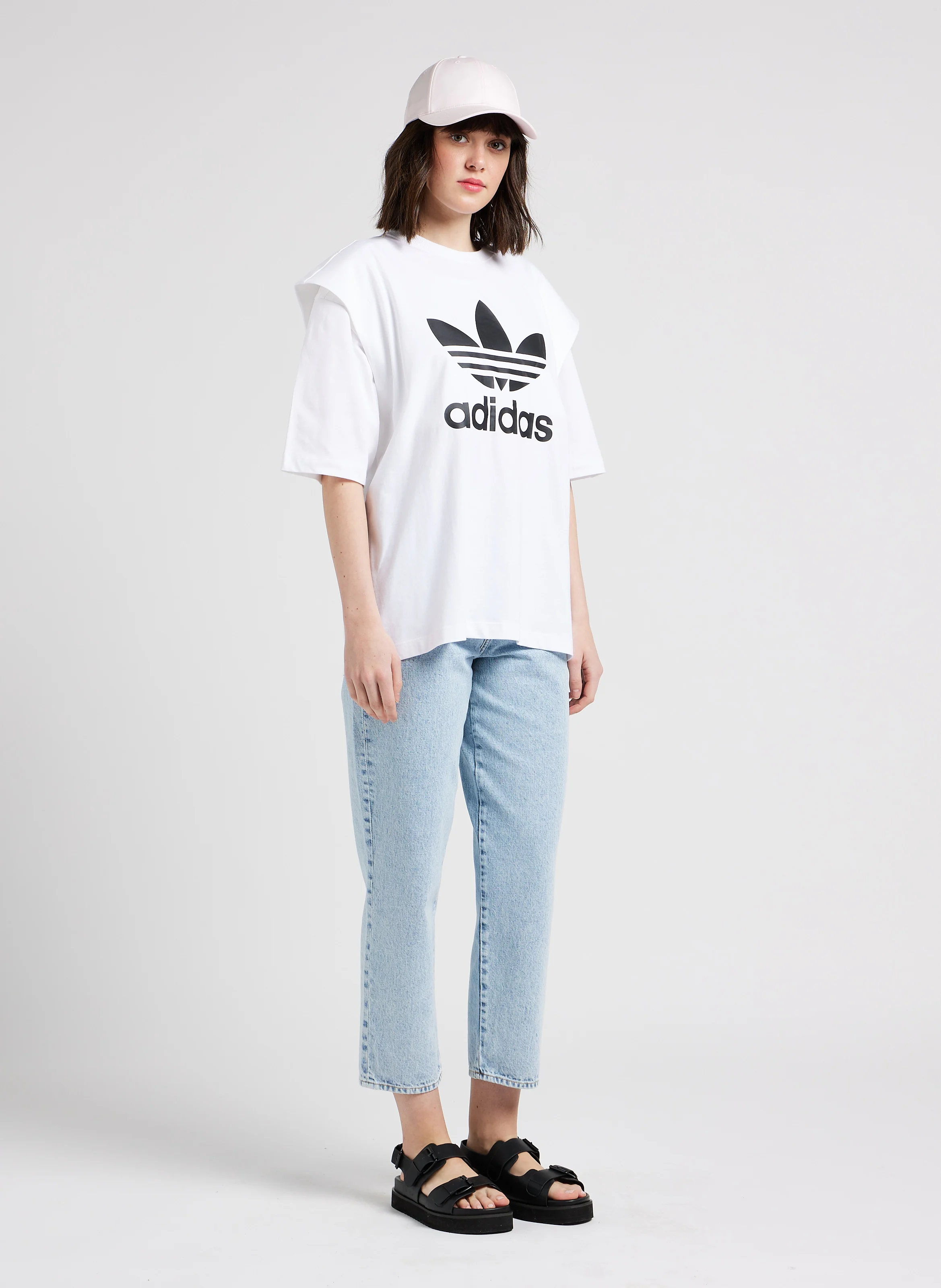 Tee-shirt col rond logo sérigraphié en coton| Blanc