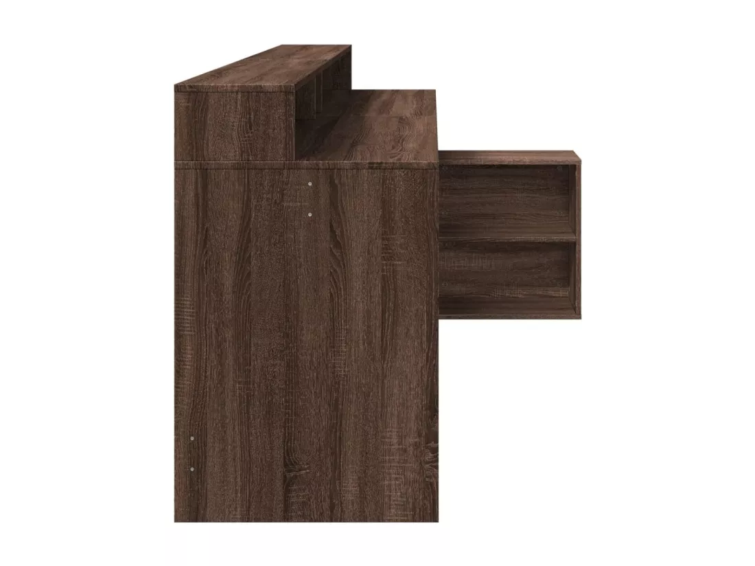 Bureau et lumières LED chêne marron bois d'ingénierie