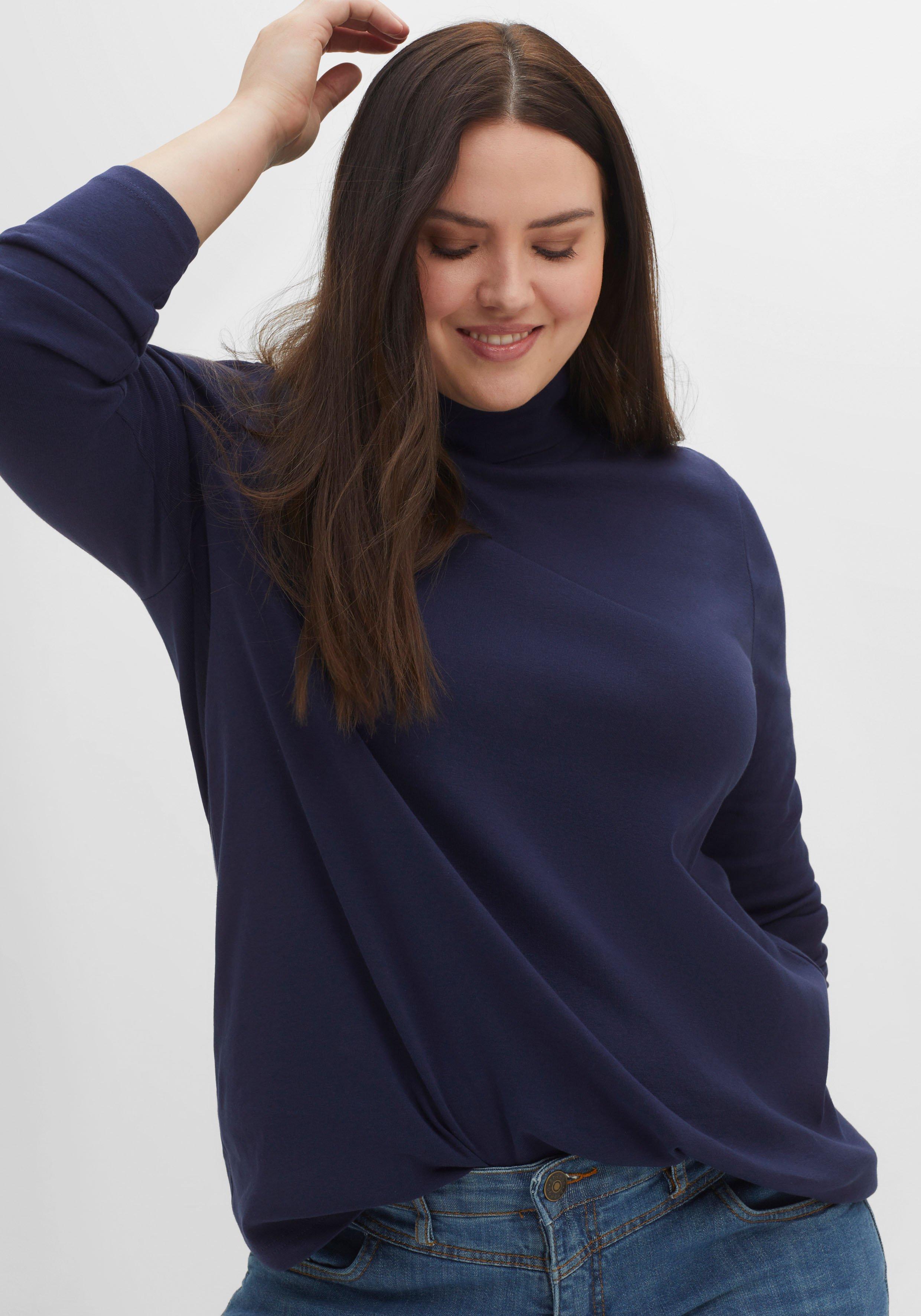 Langarmshirt mit Rollkragen, in A-Linie