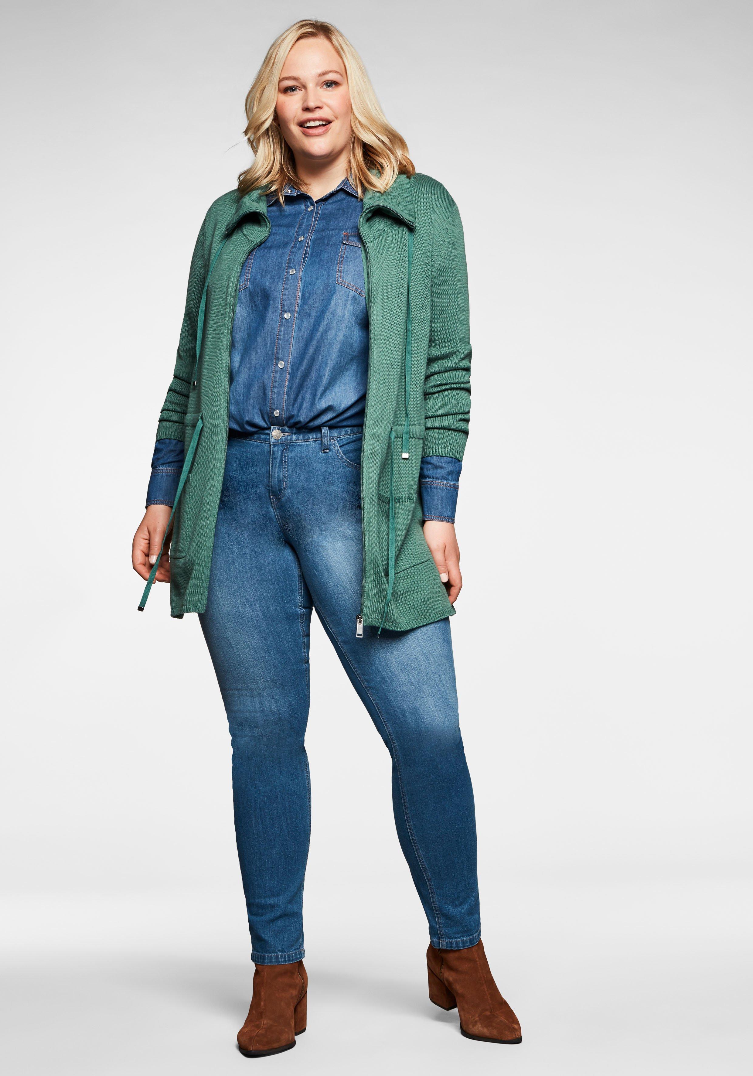 Strickjacke mit Reißverschluss und Taillen-Tunnelzug