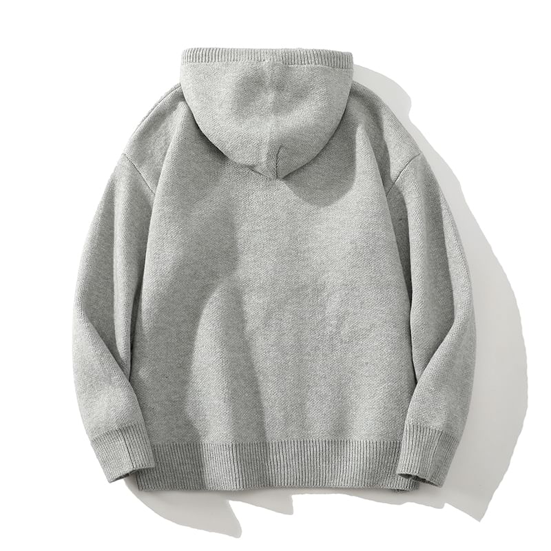 Ayuyel - Lettering Hooded Zip Cardigan