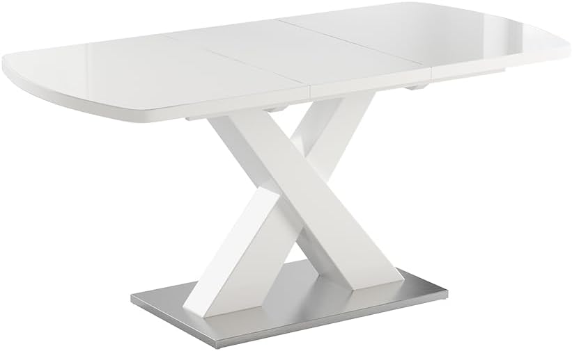 Vicco Esstisch Chinto, ausziehbarer Esszimmertisch, Weiß, 120 x 80 cm ausziehbar