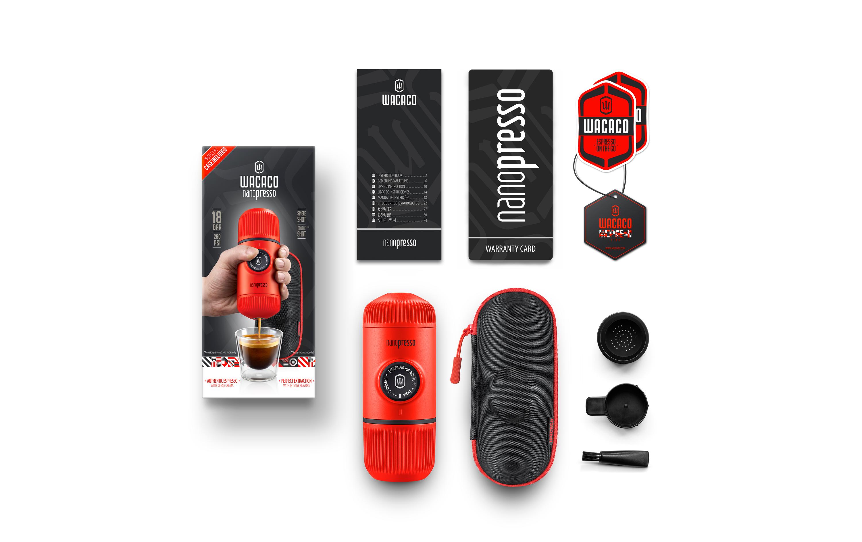 Reisekaffeemaschine Nanopresso RotKompakte Kaffeemaschine für unterwegs