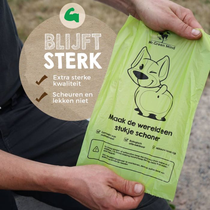 600st BIO groen hondenpoepzakjes mr. Green Mind Bio groen doos van 600 stuks 40 rollen à 15 zakjes (8713631204137)