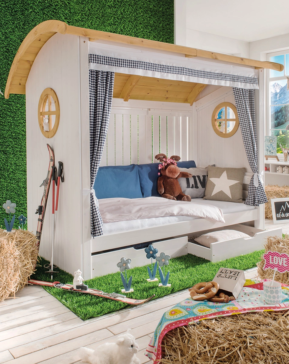 Bettaufsatz Alpenhütte INFANSKIDS (Farbe: weiß/laugenfarbig)