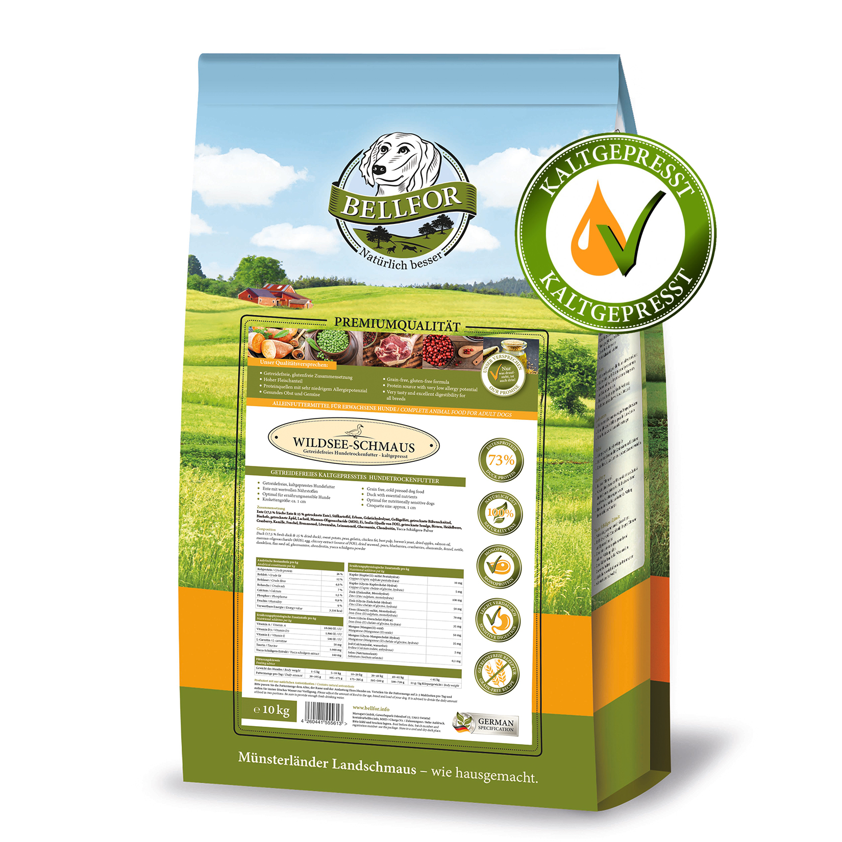 Croquettes pour chiens sans céréales au canard - wildsee-schmaus - 10 kg