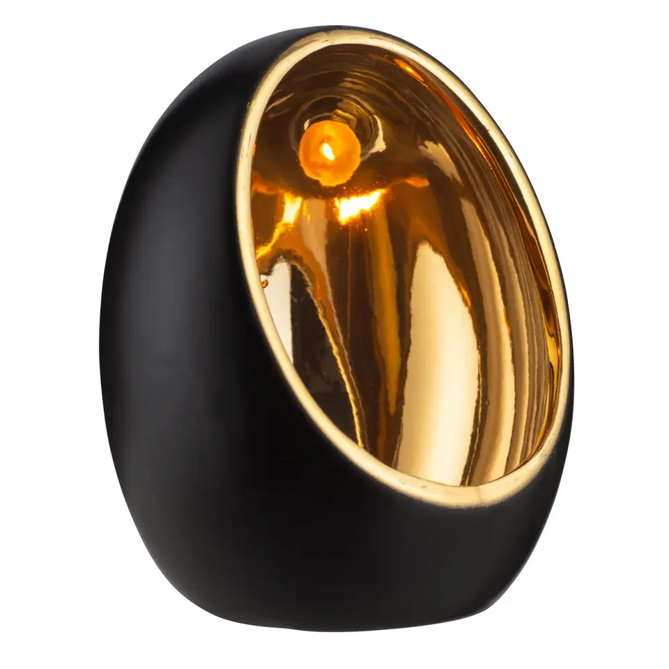 Waxinelichthouder Brygge - Matzwart/Goud - 15xØ11,5 cm