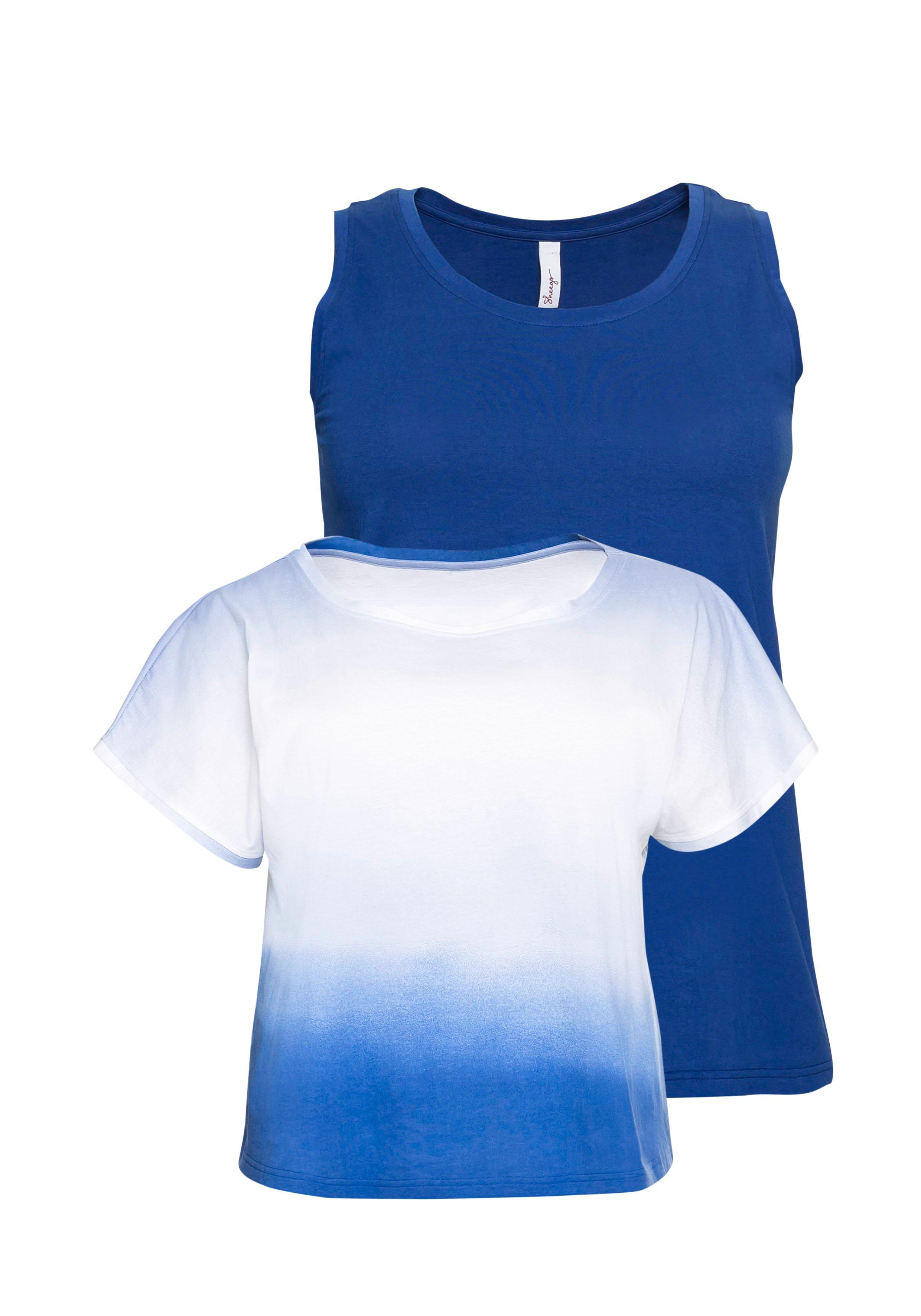Set aus T-Shirt und Top, in gebatikter Optik