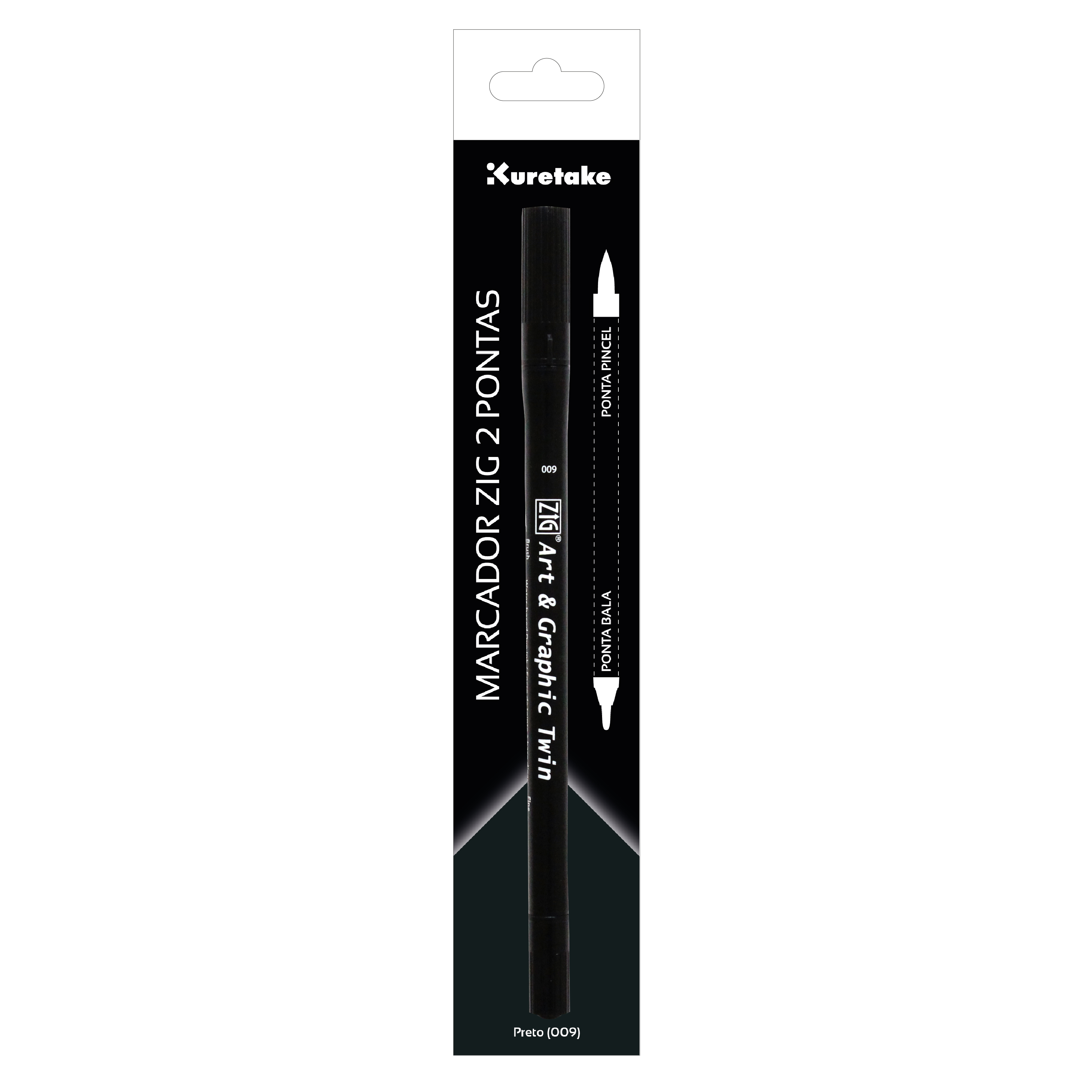 MARCADOR ART & GRAPHIC ZIG 2 PONTAS PRETO