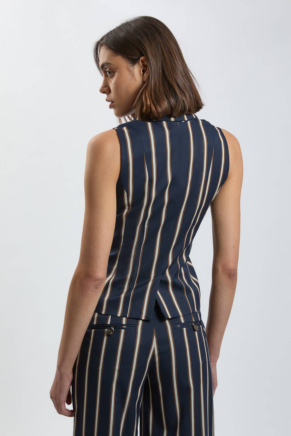KarenMillen Veste Sans Manches À Rayures Boutonnage Simple