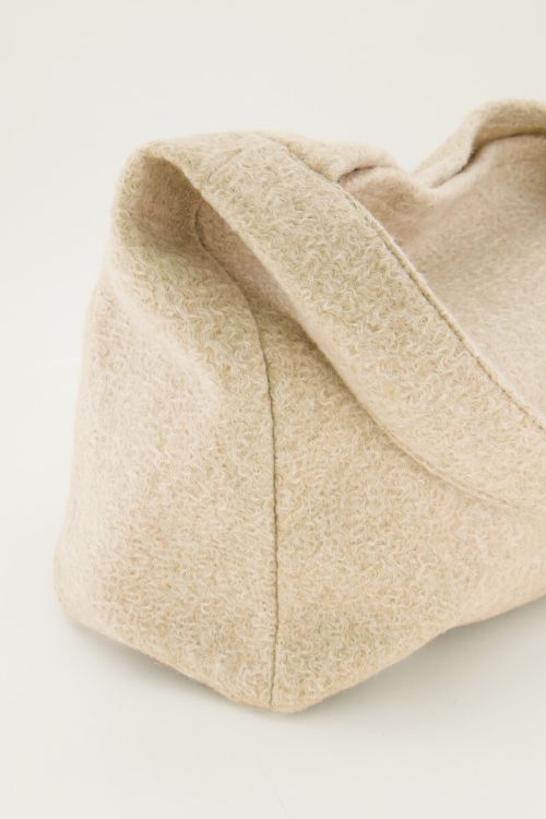 Beige boucle shopper