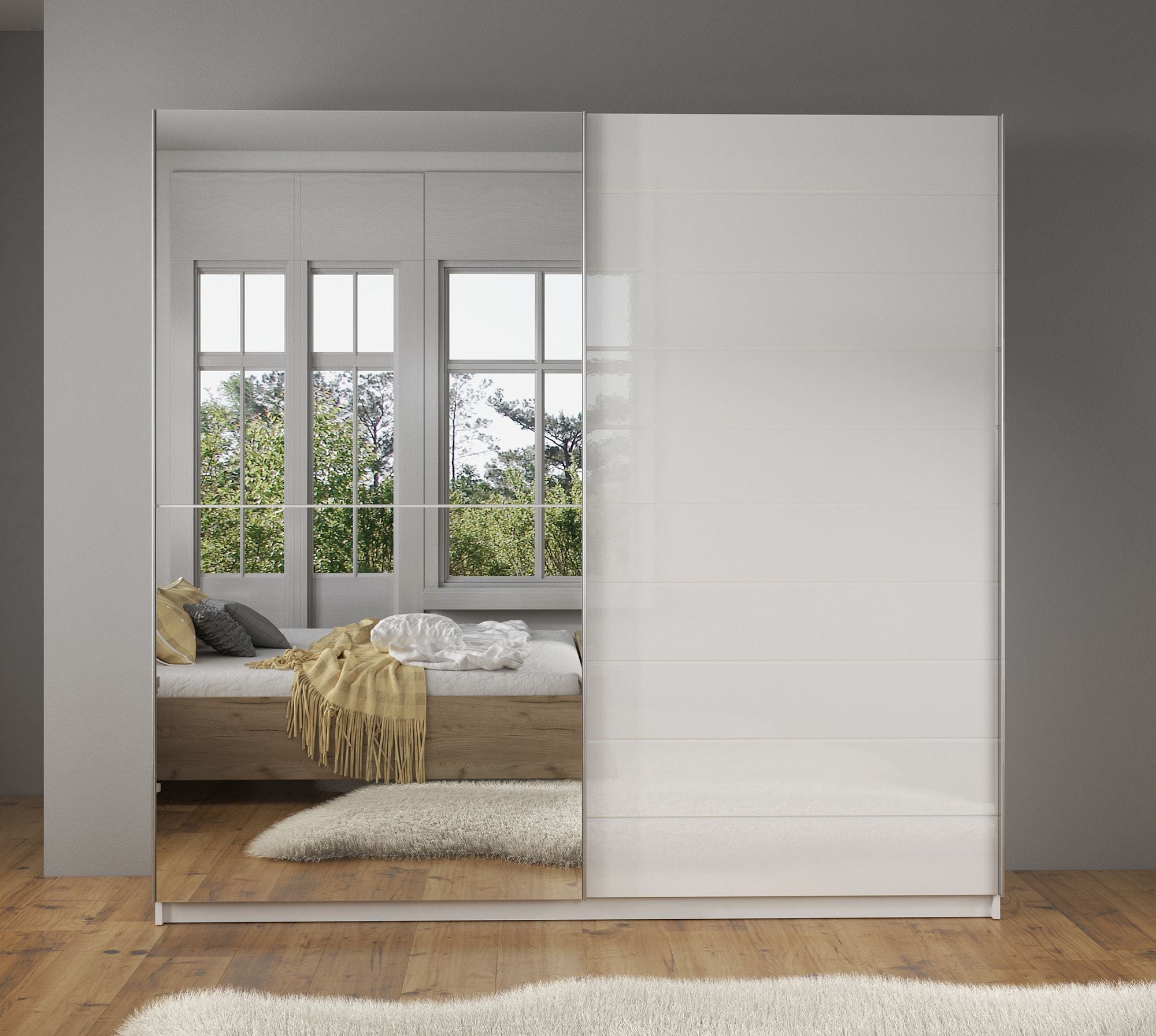 Mariah - Kledingkast met schuifdeuren - Wit - 217x63x210 cm