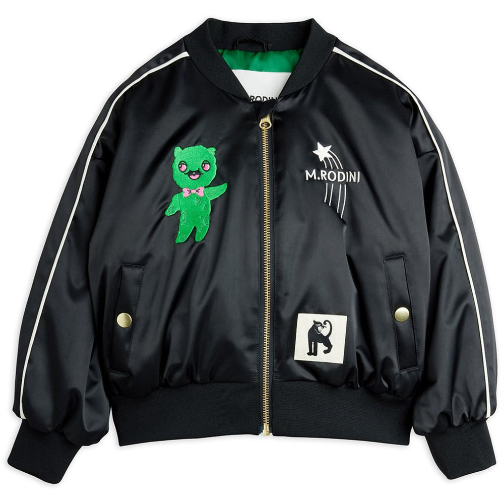 Køb Mini Rodini Black United Aliens Unlimited Satin Baseball Jakke
