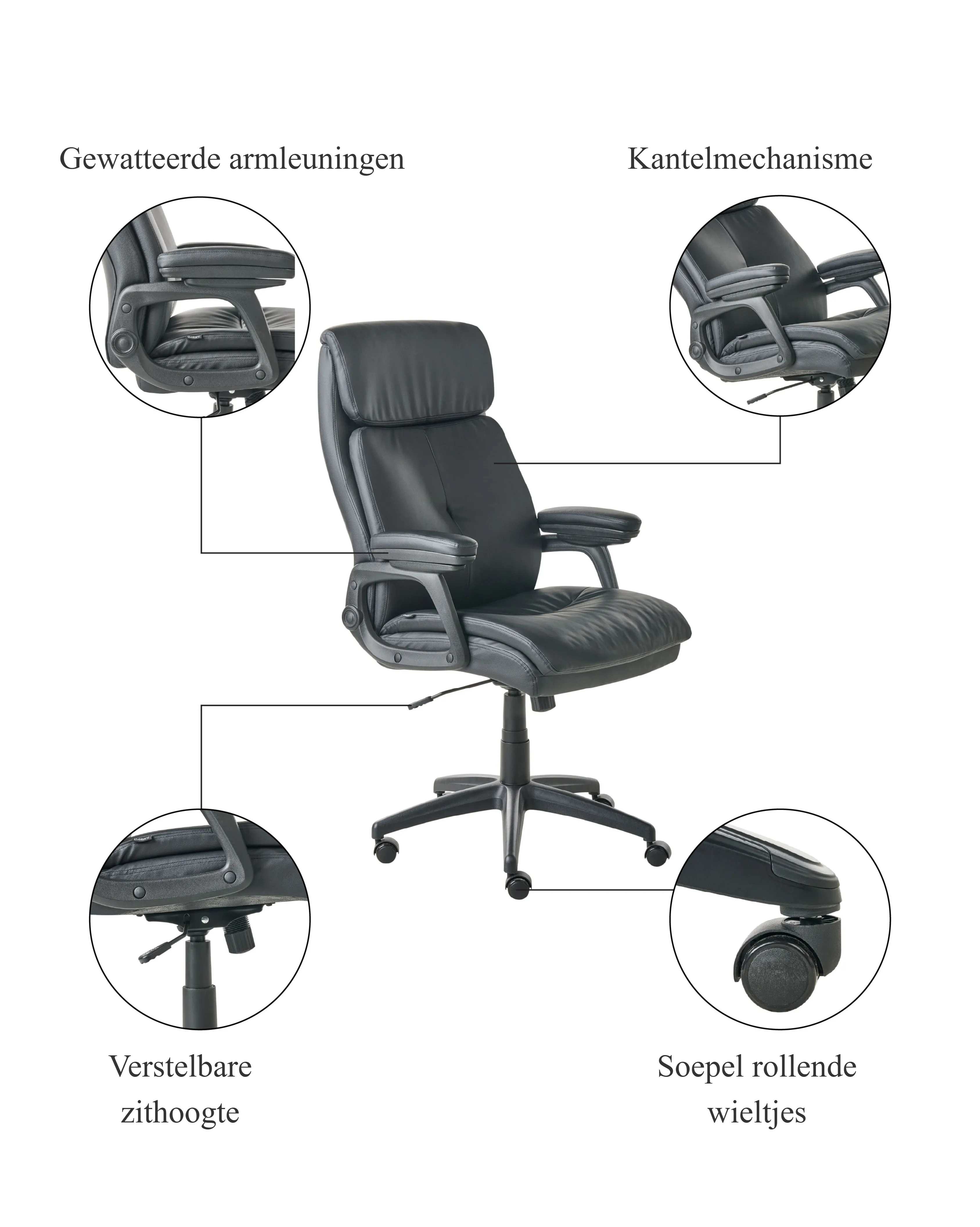 Directeursstoel DIRECTOR Kunstleer Zwart
