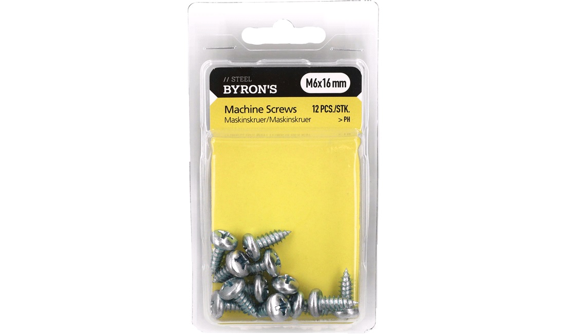 Skruer PH M6x16 mm - 12 stk.