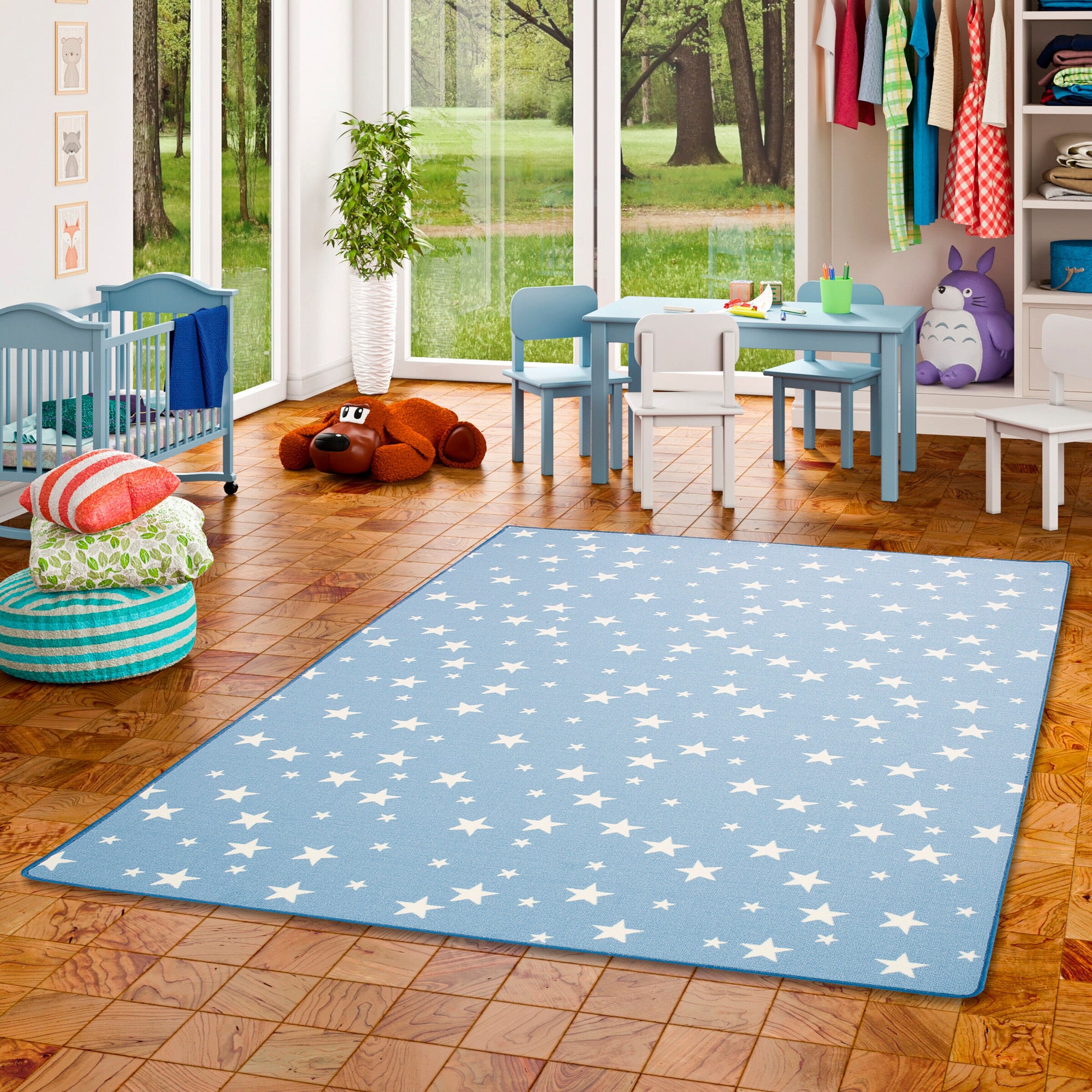 Snapstyle Kinder Spiel Teppich Sterne Blau