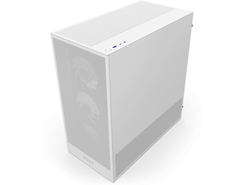 NZXT PC-Gehäuse H5 Flow RGB Weiss Kompaktes Mid-Tower-Gehäuse mit Seitenfenster und RGB-Lüftern