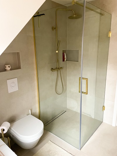 Saniclear Modern Brass douchecabine 90x90 geborsteld messing