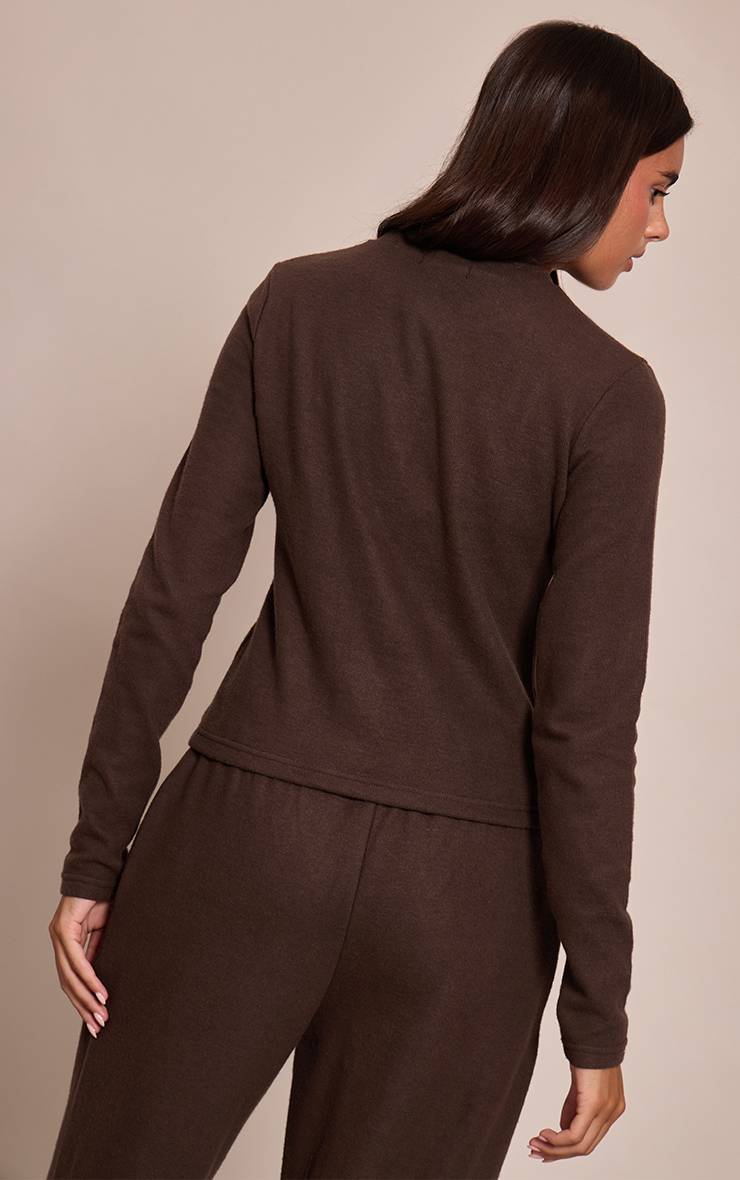 Chocolat Ensemble Coordonné Haut Boutonné Toucher Doux