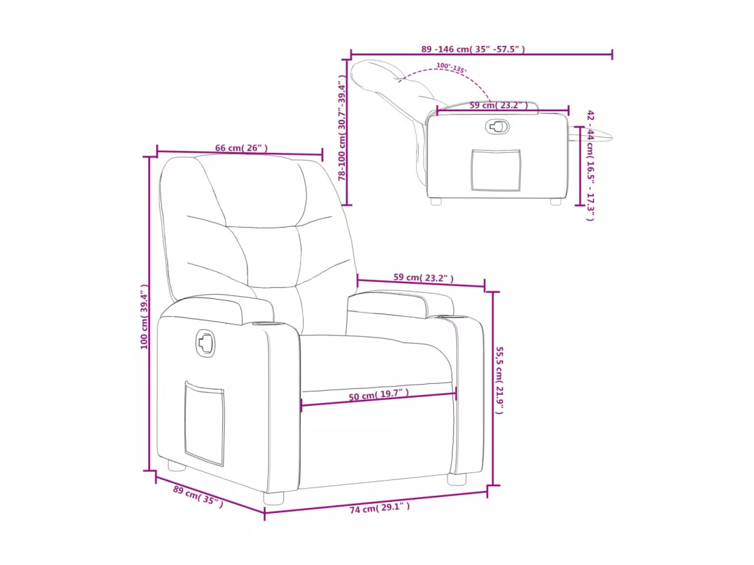 Fauteuil inclinable Noir Tissu