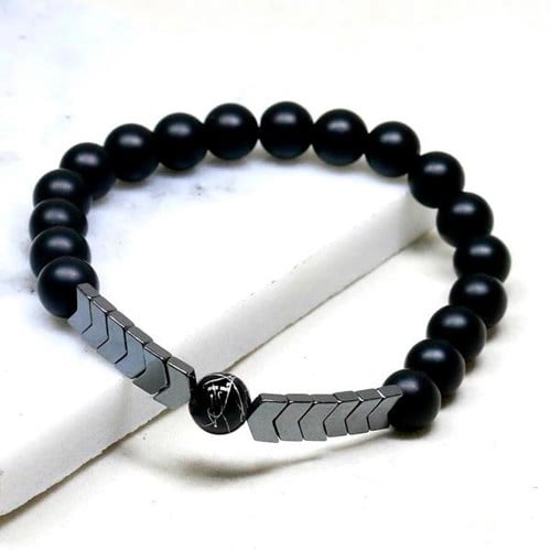 Bracelet stabilité en onyx et hématite