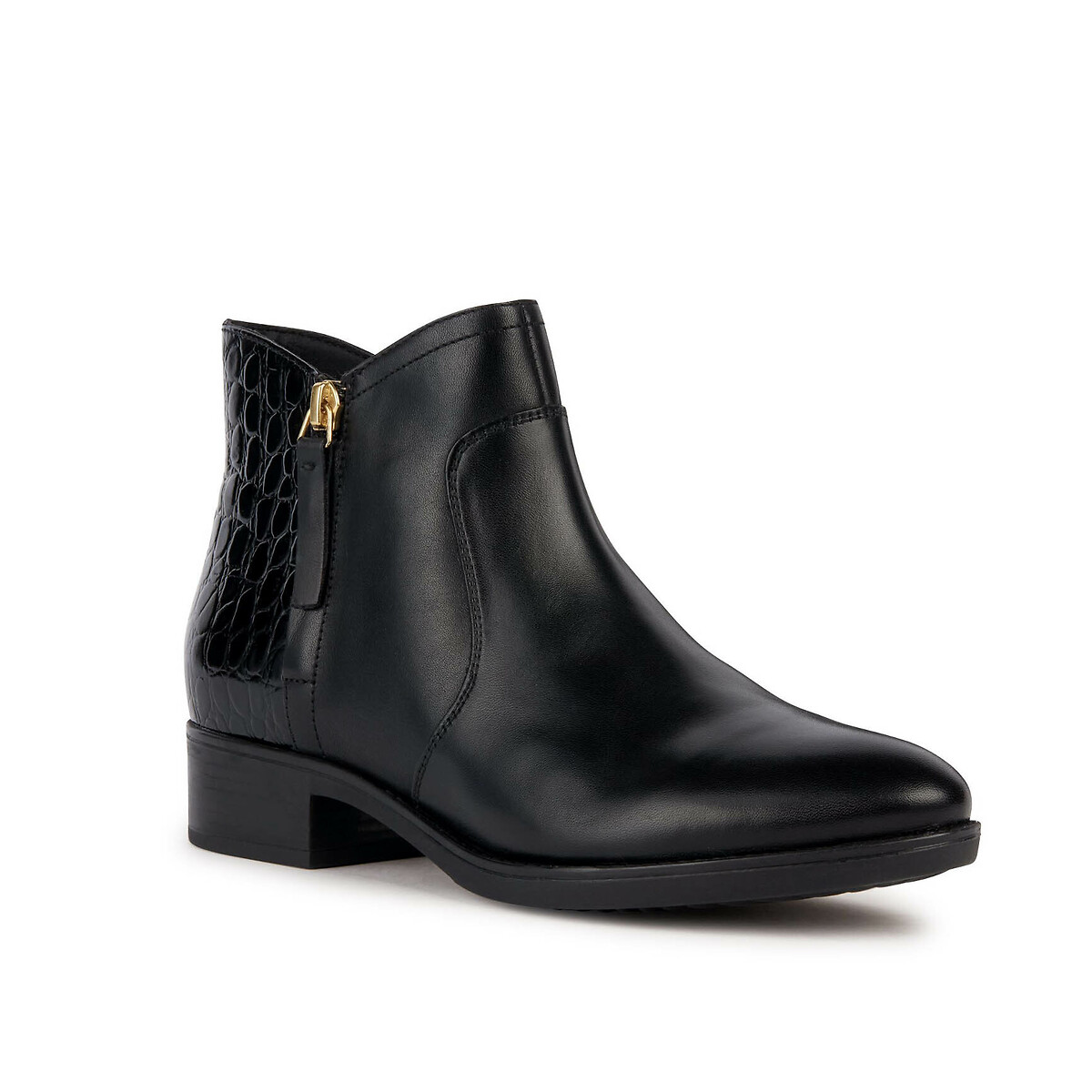GEOX<br>Botas de tornozelo em couro respirável com zíper Felicity