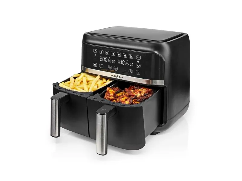 Nedis KAAFD350EBK, Varmluftsteger, 3,8 L, 40 °C, 200 °C, 60 min., Dobbelt