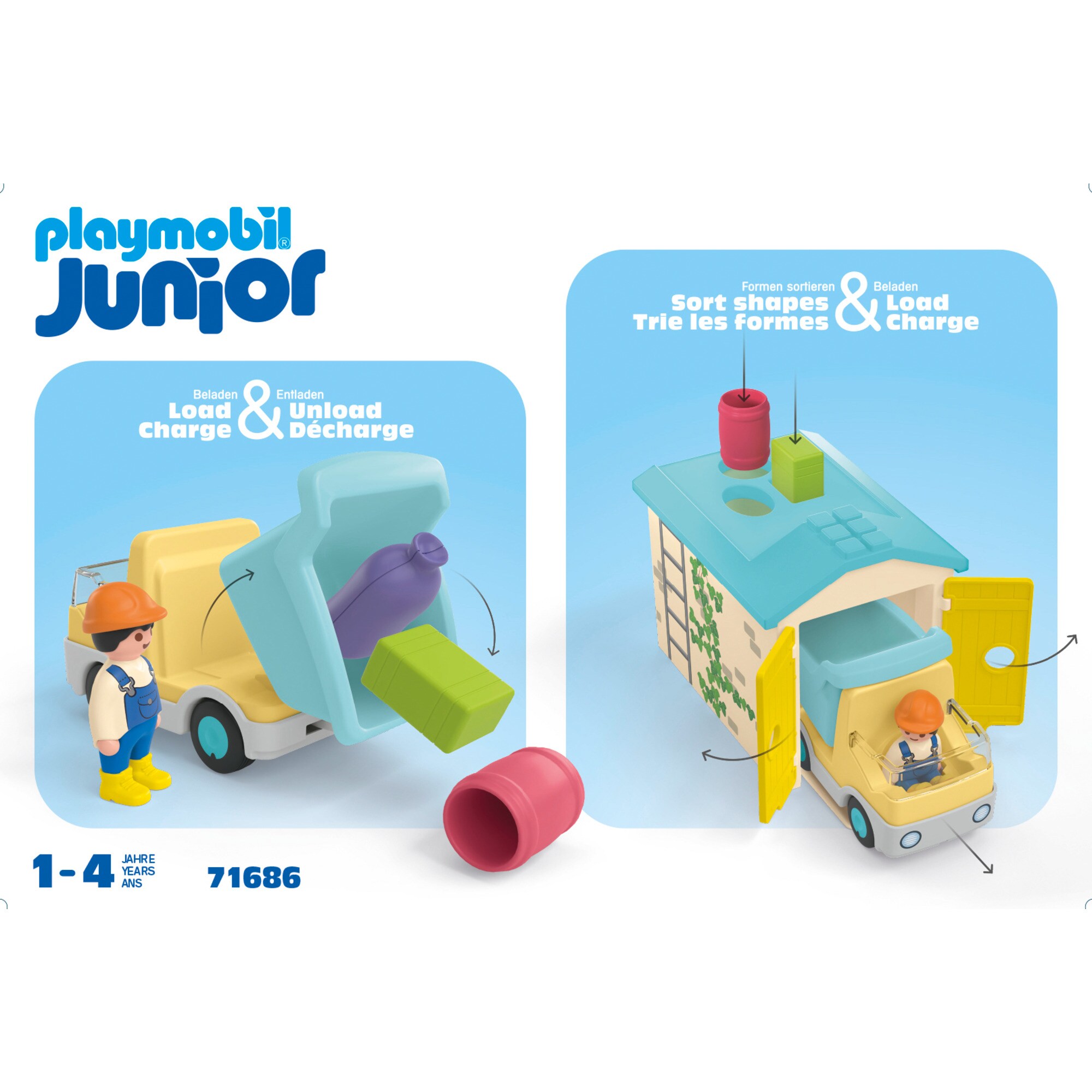 PLAYMOBIL Konstruktionsspielzeug Junior: LKW mit Sortiergarage