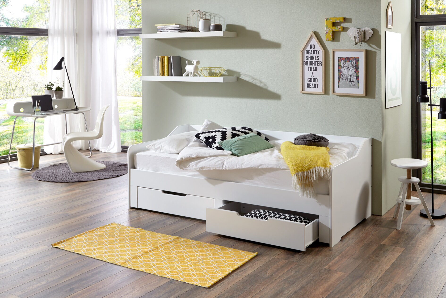Relita - Funktionsbett Anna 90x 200 auf 180 x 200 cm Liegefläche ausziehbar u. 2 Schubladen