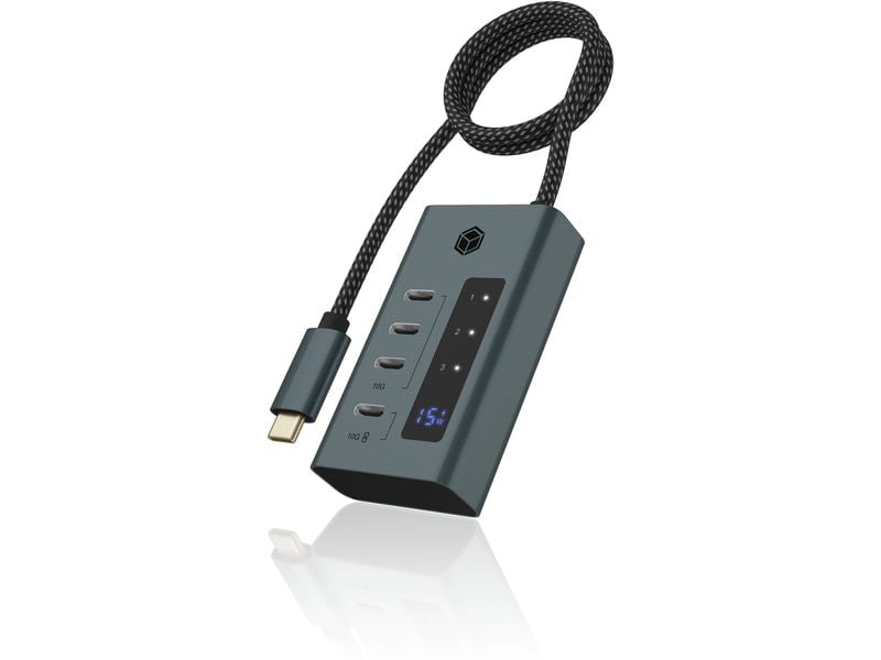 ICY BOX USB-Hub 4-Port Hub IB-HUB1454-C31 4-Port USB Type-C HUB aus hochwertigem Aluminium