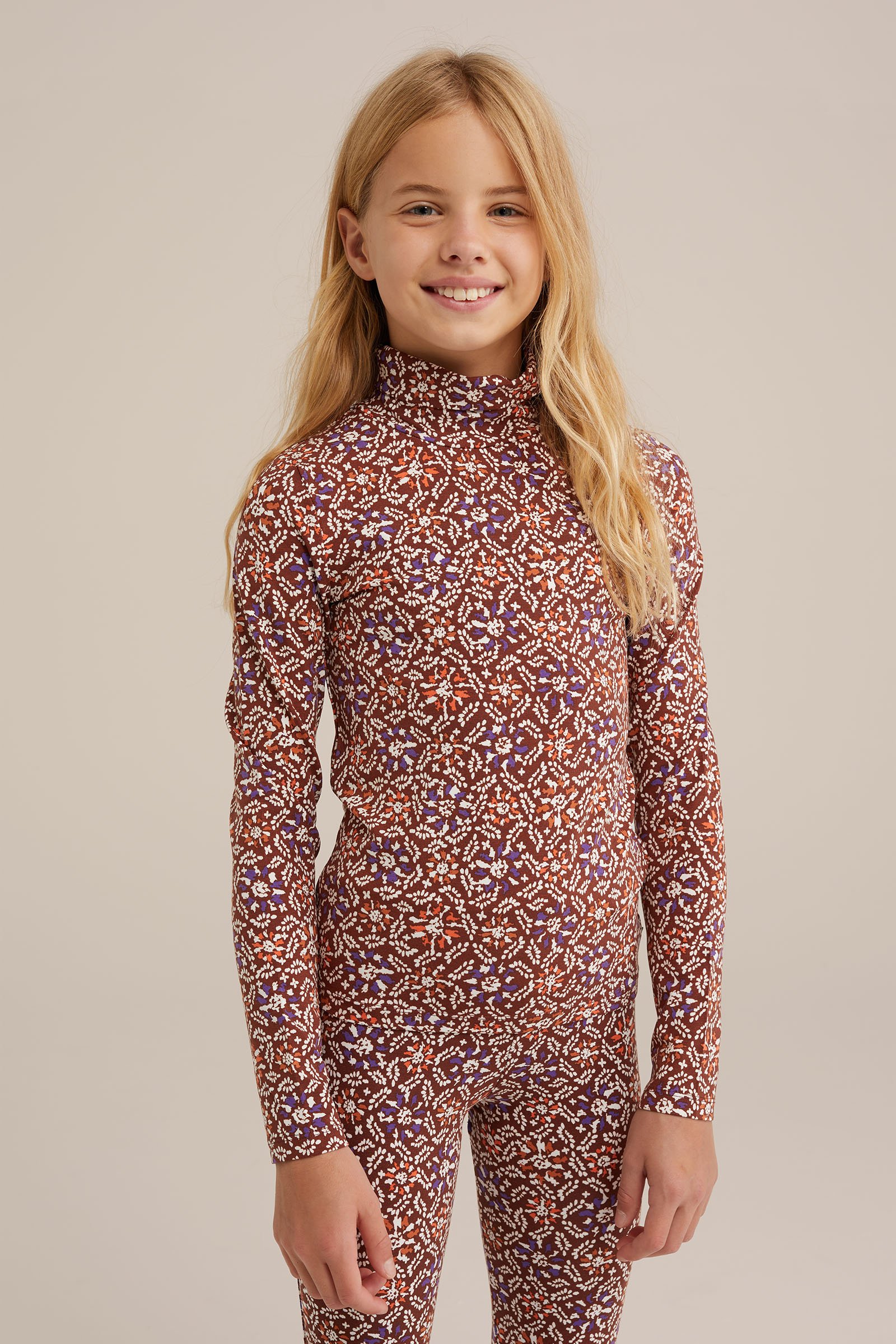 Meisjes T-shirt met dessin WE Fashion Roestbruin