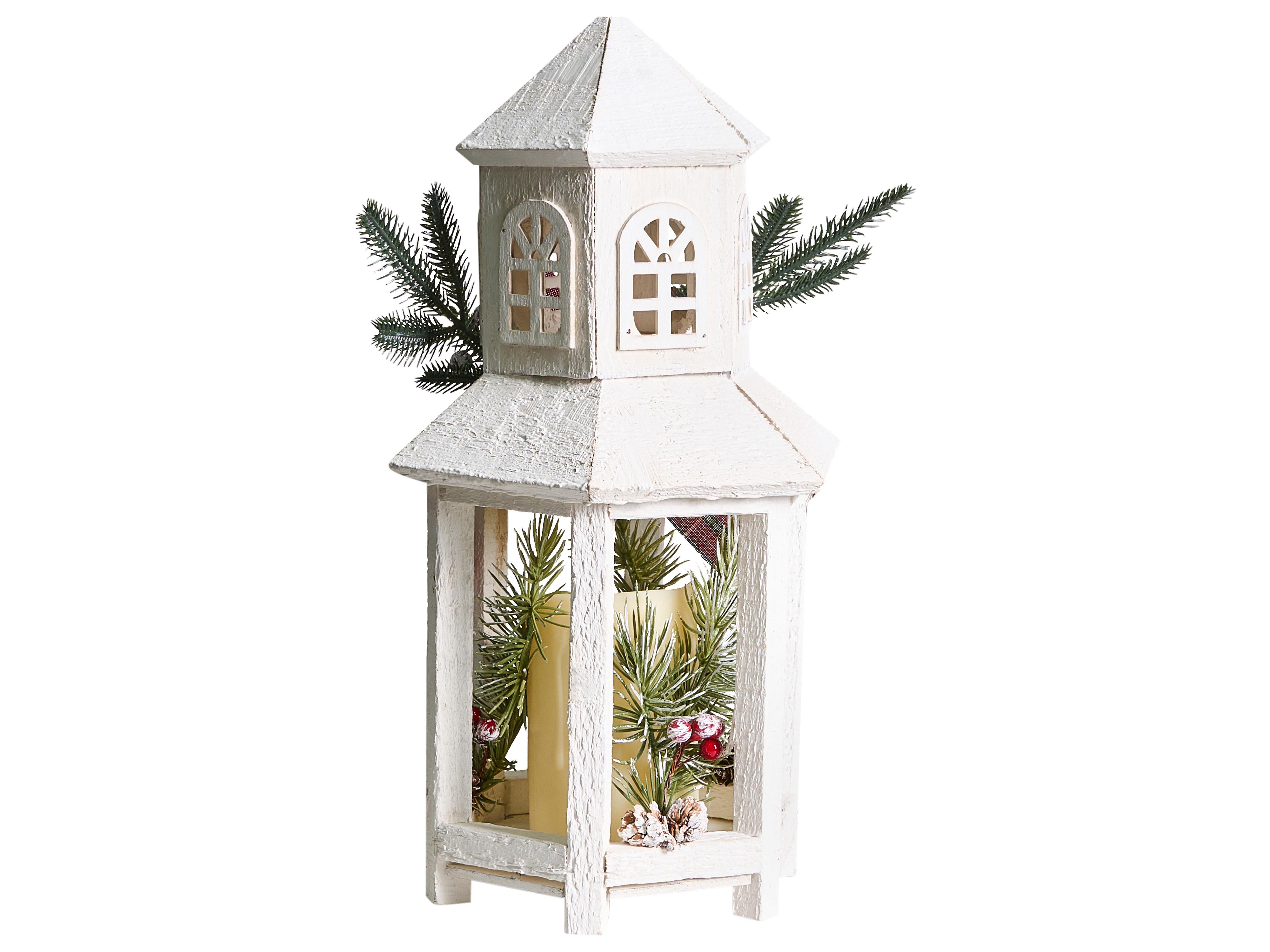 LED lantaarn SAVIVESI Kerstpatroon 38 cm Wit