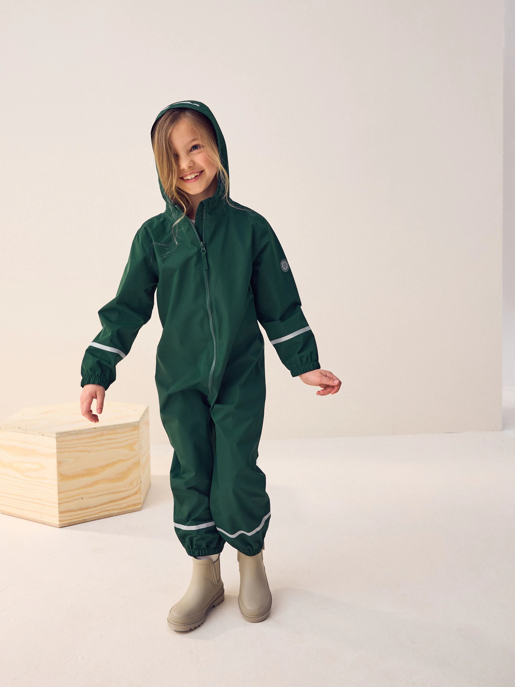 Groen - Waterdicht regenpak met rits en capuchon (12mnd -10jr)