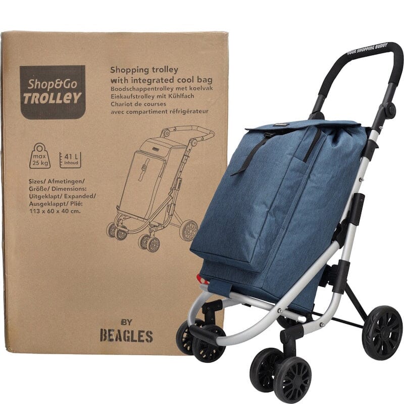 Beagles Shop&Go Boodschappentrolley 4-Wielen Blauw