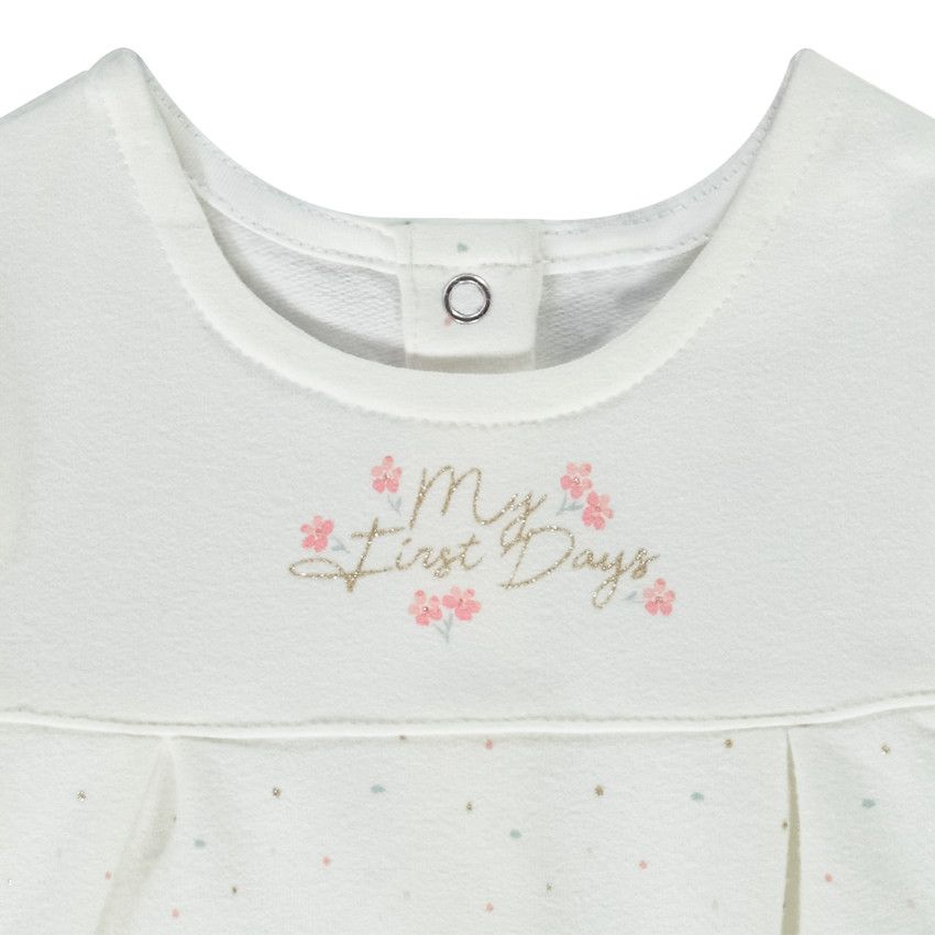 Ensemble 2 pièces robe + caleçon pour bébé fille - Ecru